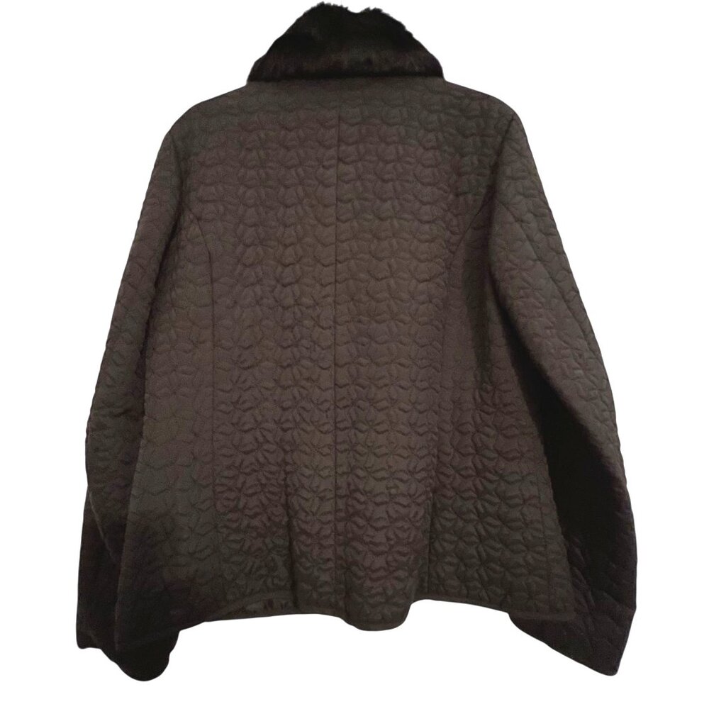 NWT John Paul Richard Uniform Quilted Black Jacket Silk Faux Fur Pockets PL - Picture 3 of 14
